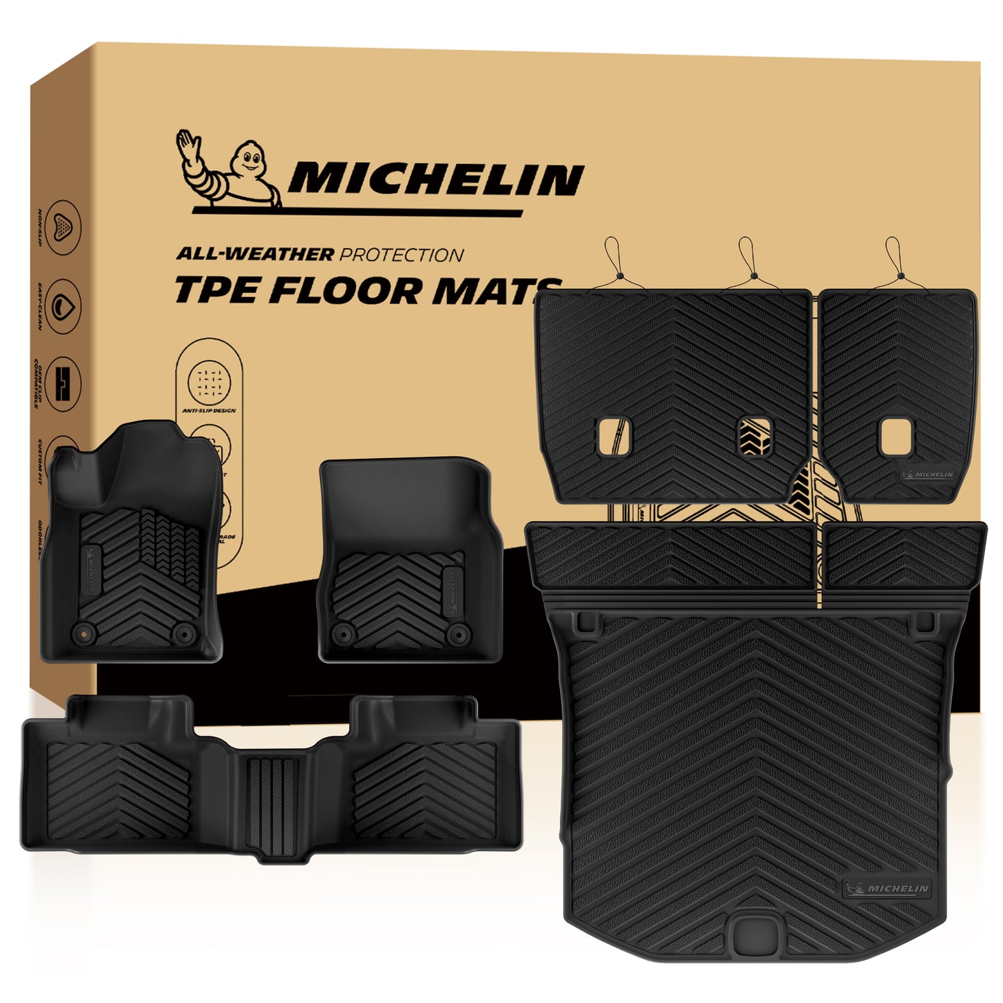 Michelin all-weather TPE floor mats packaging.