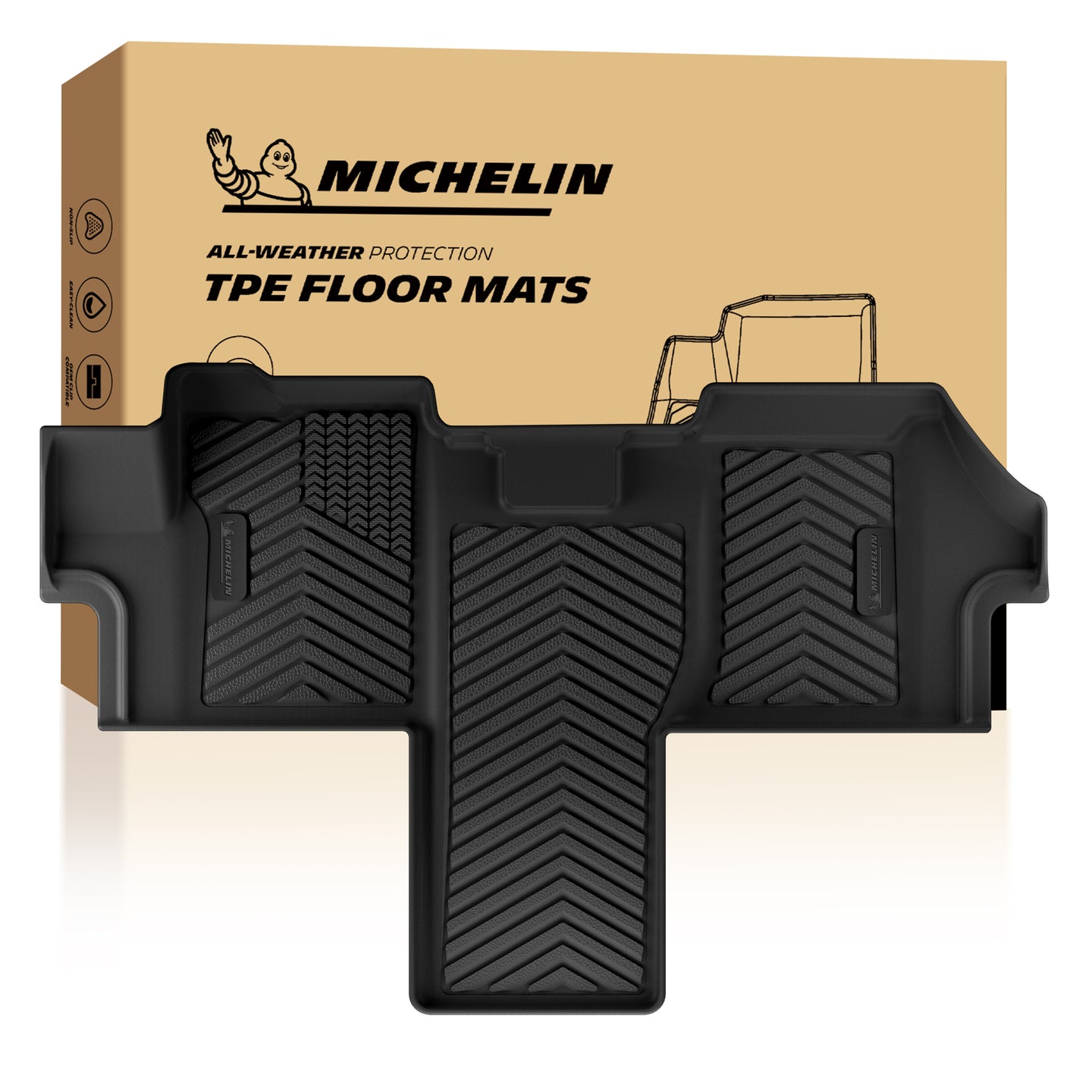 Michelin all-weather TPE floor mats, advanced protection for vehicles, durable and slip-resistant, custom-fit car mats.