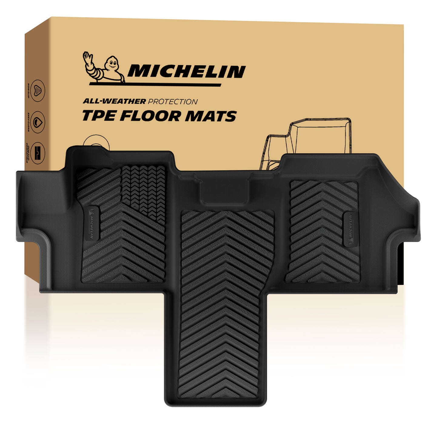 Michelin all-weather TPE floor mats, advanced protection for vehicles, durable and slip-resistant, custom-fit car mats.