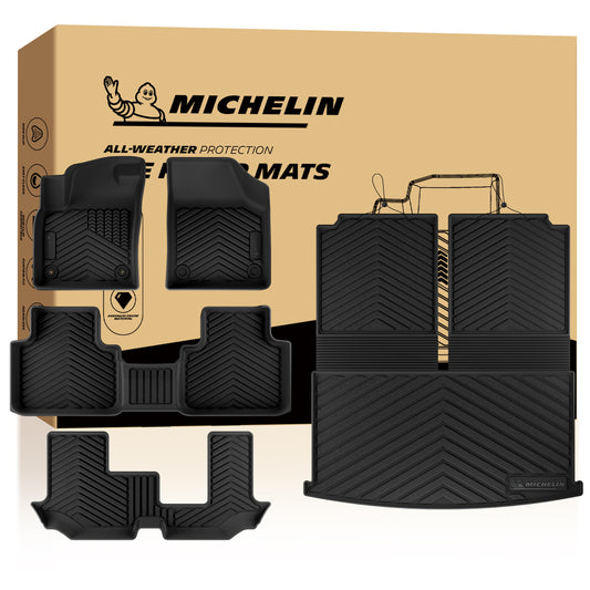 Full Michelin TPE floor and trunk mat set with retail packaging, 7-seat SUV complete interior protection liners