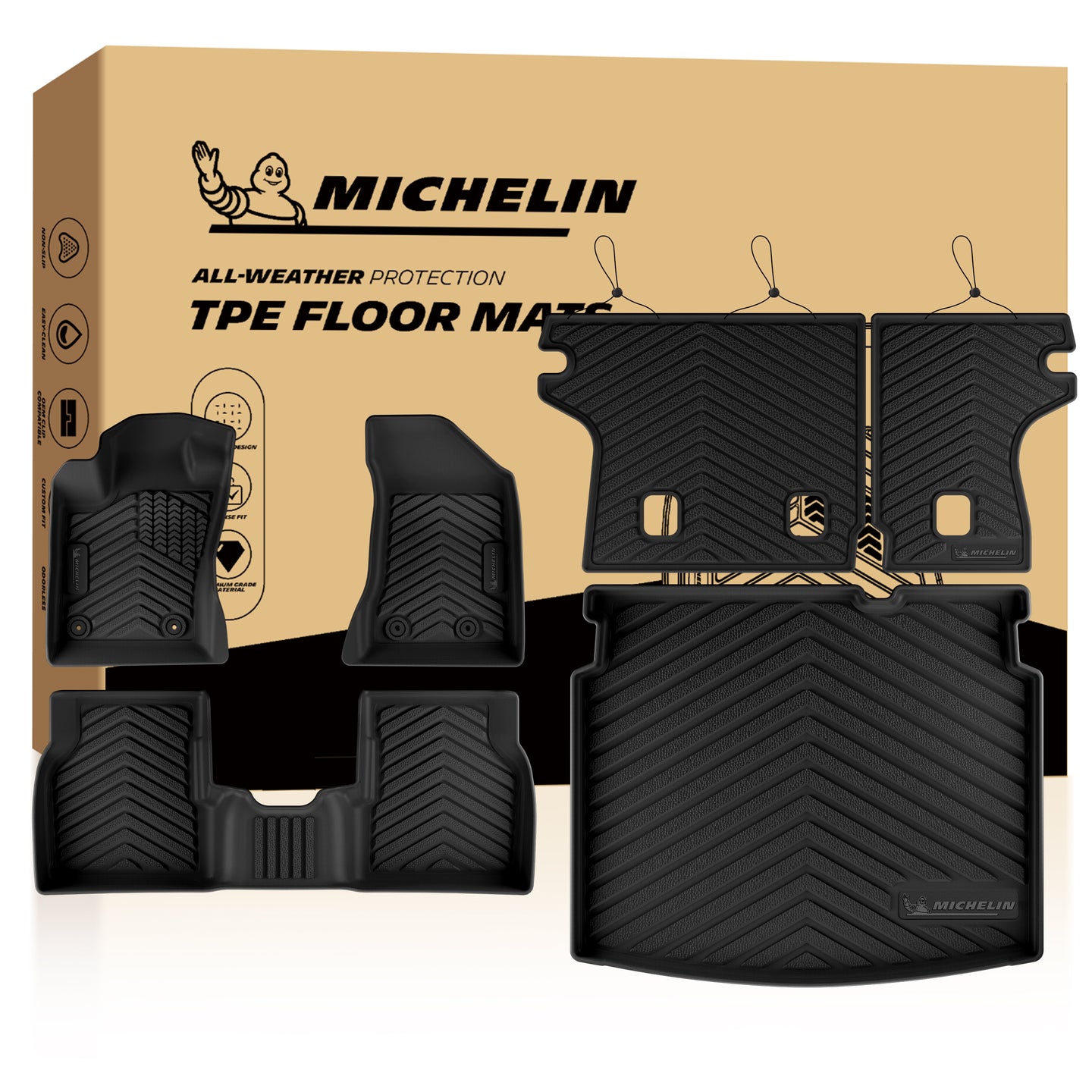 Premium odorless recyclable TPE material for Michelin floor mats, comes with storage carry bag