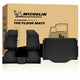 MICHELIN premium black all-weather TPE custom-fit car floor mats and trunk cargo liner set exclusively designed for the 2014-2023 Chevy Trax. Includes front mats, a one-piece rear mat, and a rear trunk mat, featuring high-density TPE for ultimate waterproof full-interior protection.