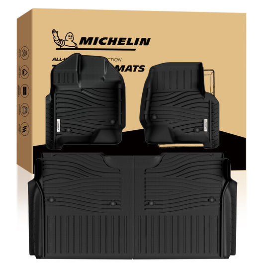 3-piece Michelin all-weather TPE floor mat set including front pair & full rear liner with retail box