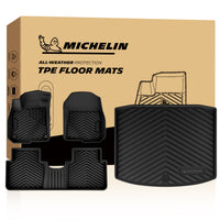 Complete all-weather TPE mat set: front liners, rear row mat and matching rear cargo tray liner