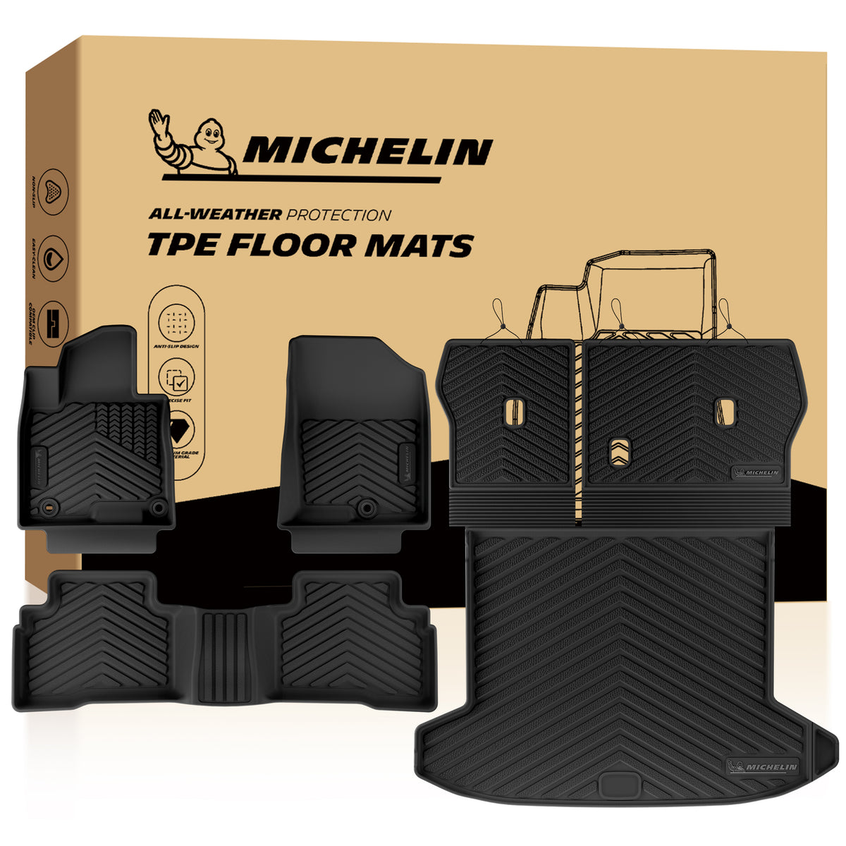 Michelin all-weather TPE floor mats packaging.