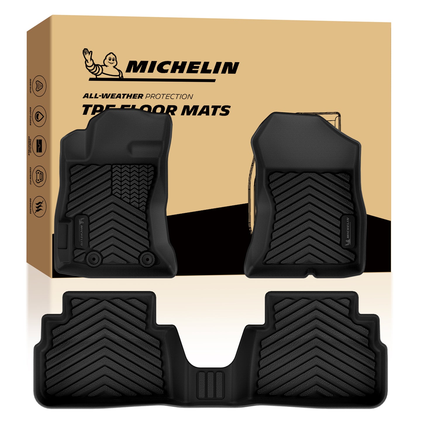 Michelin 3-piece TPE front & rear floor mats set with original box