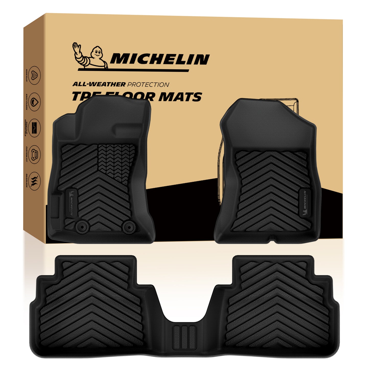 Michelin 3-piece TPE front & rear floor mats set with original box