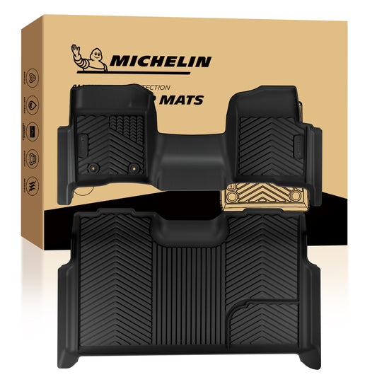 Michelin all-weather TPE front and rear floor mats set with original packaging box.