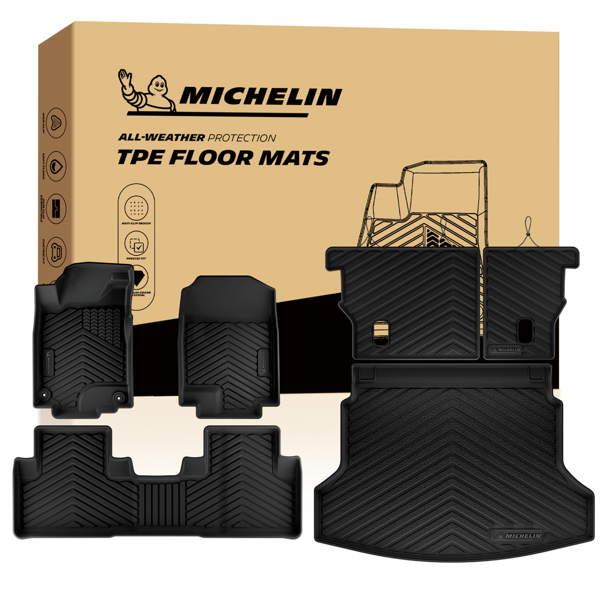 Michelin all-weather TPE floor mats packaging.