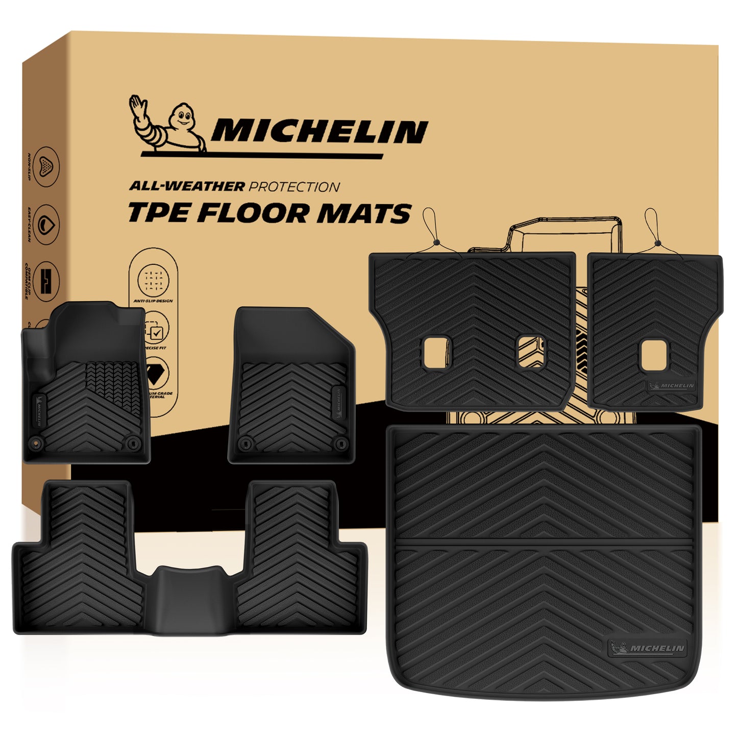 Michelin all-weather TPE floor mats packaging.