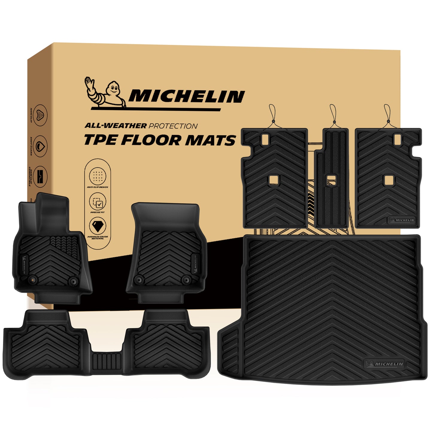 Complete Michelin all-weather TPE floor mat set with original packaging box
