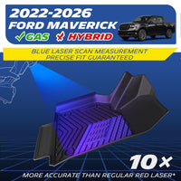 Michelin all-weather TPE floor mats, fits 2022-2026 Ford Maverick gas models (not for hybrid), blue laser scan measurement for precise fit, 10x more accurate than standard red laser, custom-fit guaranteed.
