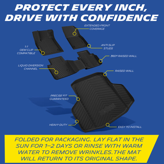 Michelin Floor Mats + Trunk Mat for 2023-2026 Honda Accord (Gasoline & Hybrid), 4PCS, Floor Liner + Trunk Mat, Custom Fit, Durable TPE
