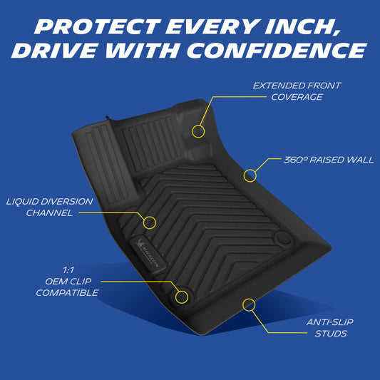 Michelin Premier Series Floor Mats for 2023-2026 Honda Accord (Gasoline & Hybrid), All-Weather Floor Liner, Custom Fit, Durable TPE, Non-Slip