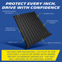Michelin TPE tuck bed mats locks your foot in place, rapid-flow slope redirects water instantly, max-flow channels contain diverted liquid for safe driving in rain.