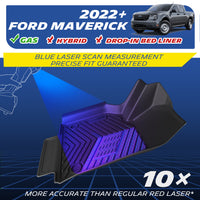 Michelin all-weather TPE floor mats, fits 2022+ Ford Maverick gas models (not for hybrid or with drop-in bed liner), blue laser scan measurement for precise fit, 10x more accurate than standard red laser, custom-fit guaranteed.