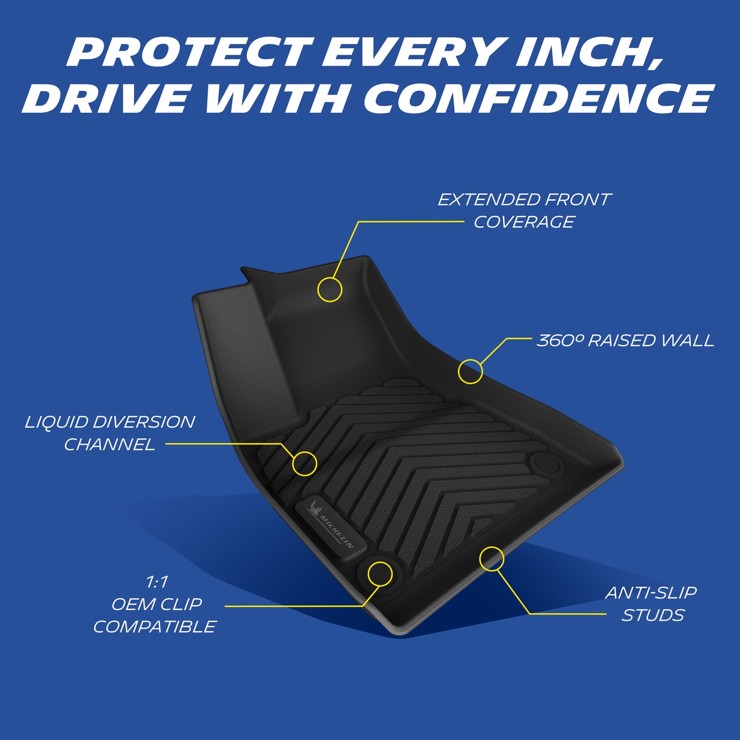 Michelin Floor Mats for 2024/2025/2026 Tesla Model 3 Highland & Standard, 3PCS, All-Weather Floor Liner, Custom Fit, Durable TPE, Non-Slip