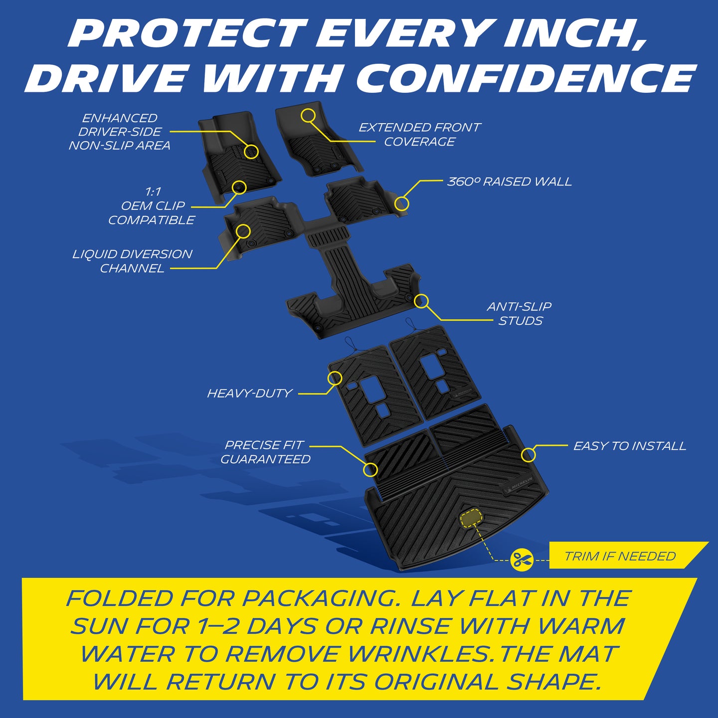 Anti-slip surface + water-diverting slopes + deep drainage channels.