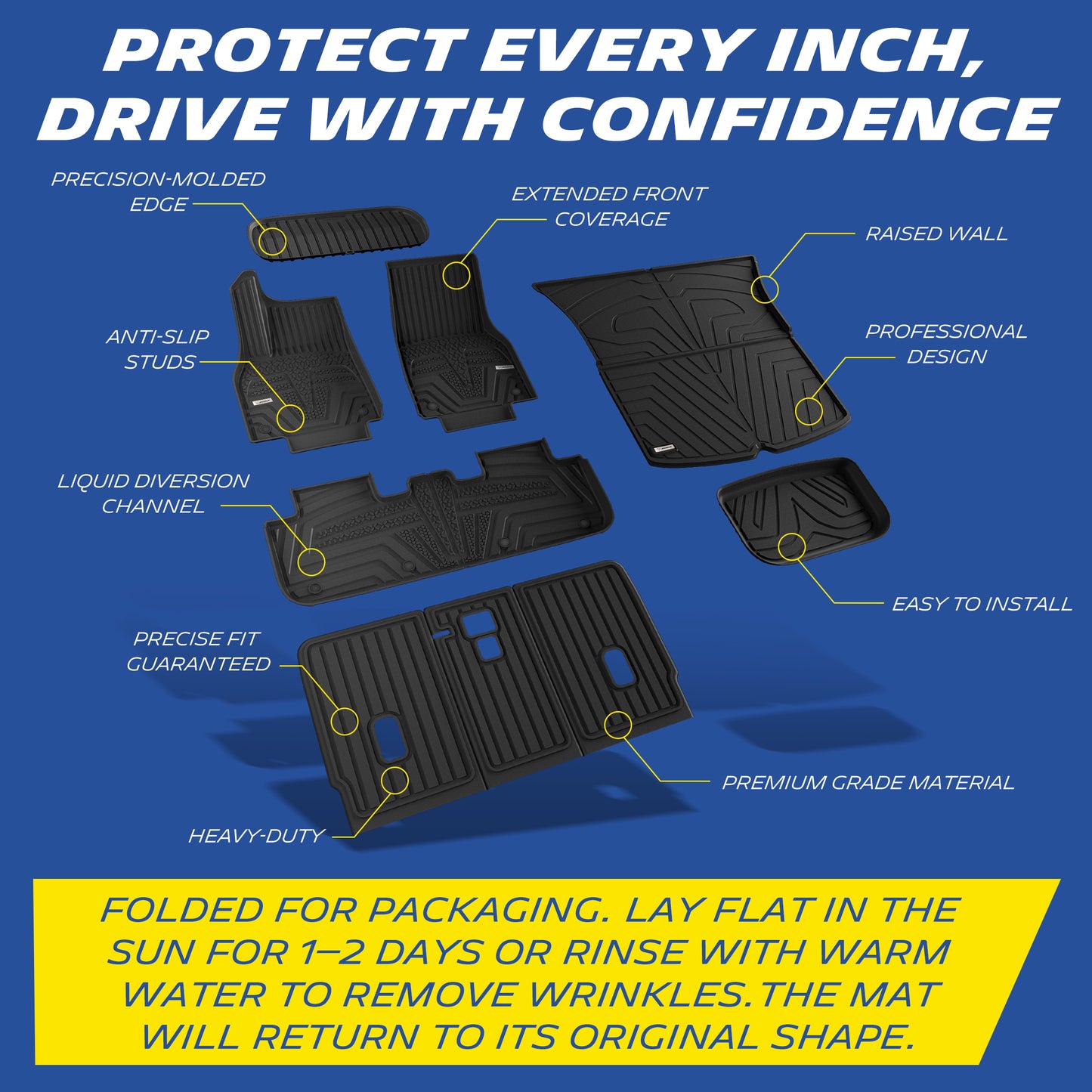 Michelin Elite Series Floor Mats for 2025 2026 Tesla Model Y Juniper 5 Seater, Floor & Frunk & Trunk & Rear Lower & Backrest Mat, Not Fit Standard, All-Weather Floor Liner & Trunk Mat