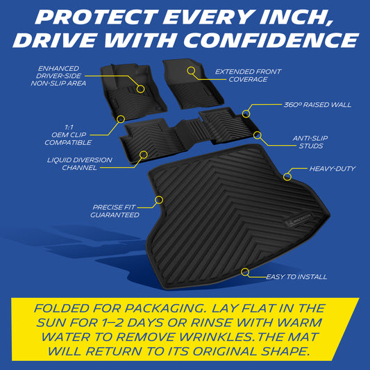 Michelin Premier Floor Mats & Trunk Liner for Honda Civic Sedan 2016-2021, 4PCS