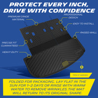 Michelin TPE trunk mat, professional design with raised wall prevents liquid spills, premium grade durable material, precise fit guaranteed with trim if needed, heavy-duty and easy to install. Folded for packaging, lay flat in sun for 1-2 days or rinse with warm water to remove wrinkles, mat will return to original shape.