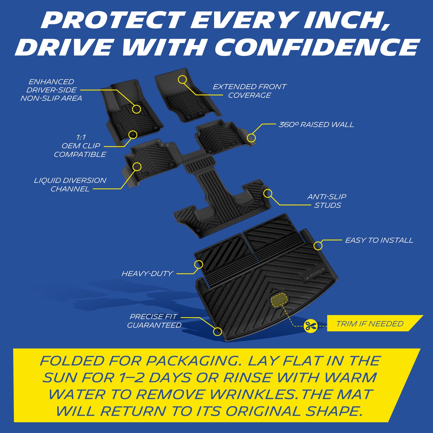 Anti-slip surface + water-diverting slopes + deep drainage channels.