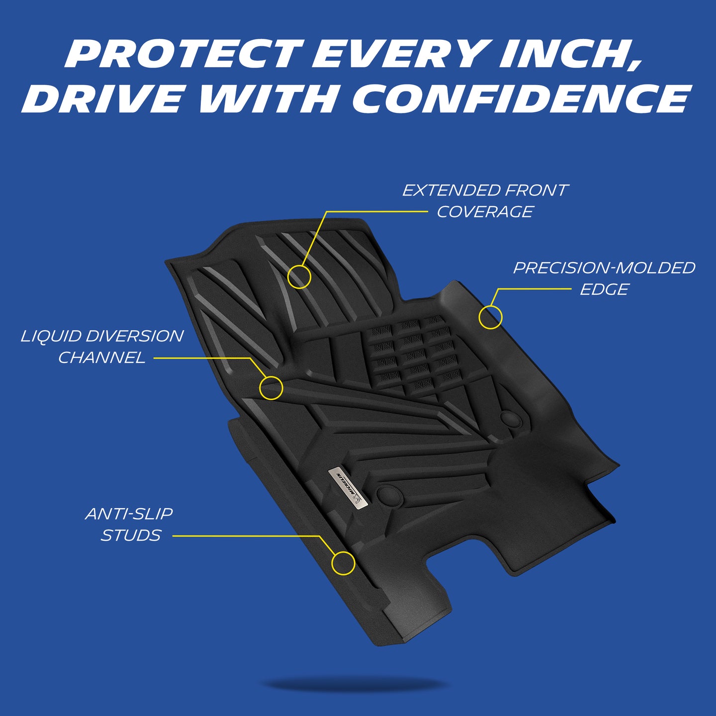 Michelin Ford Super Duty front floor mat 2017-2026 showing channels edges and anti-slip studs