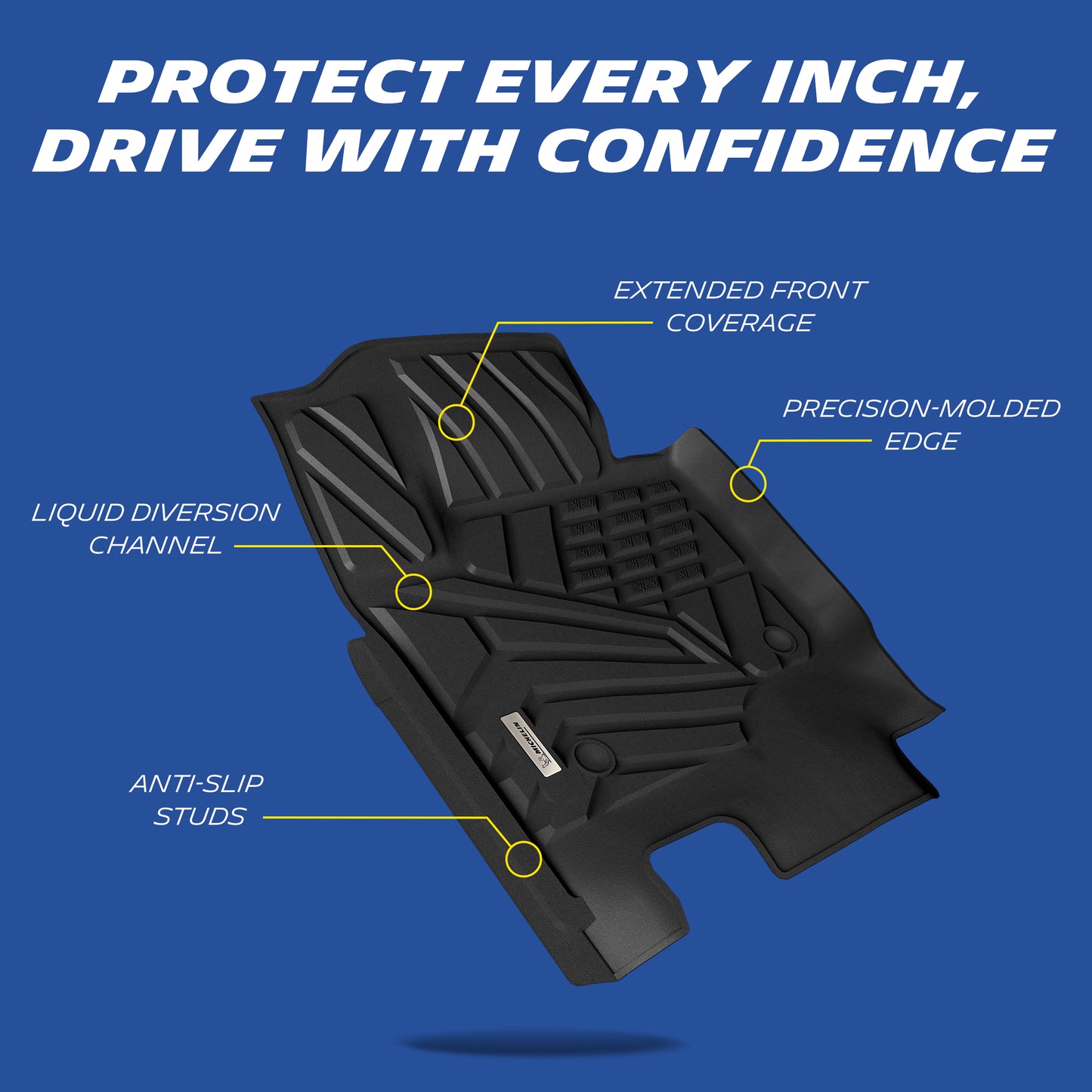 Michelin Ford Super Duty front floor mat 2017-2026 showing channels edges and anti-slip studs