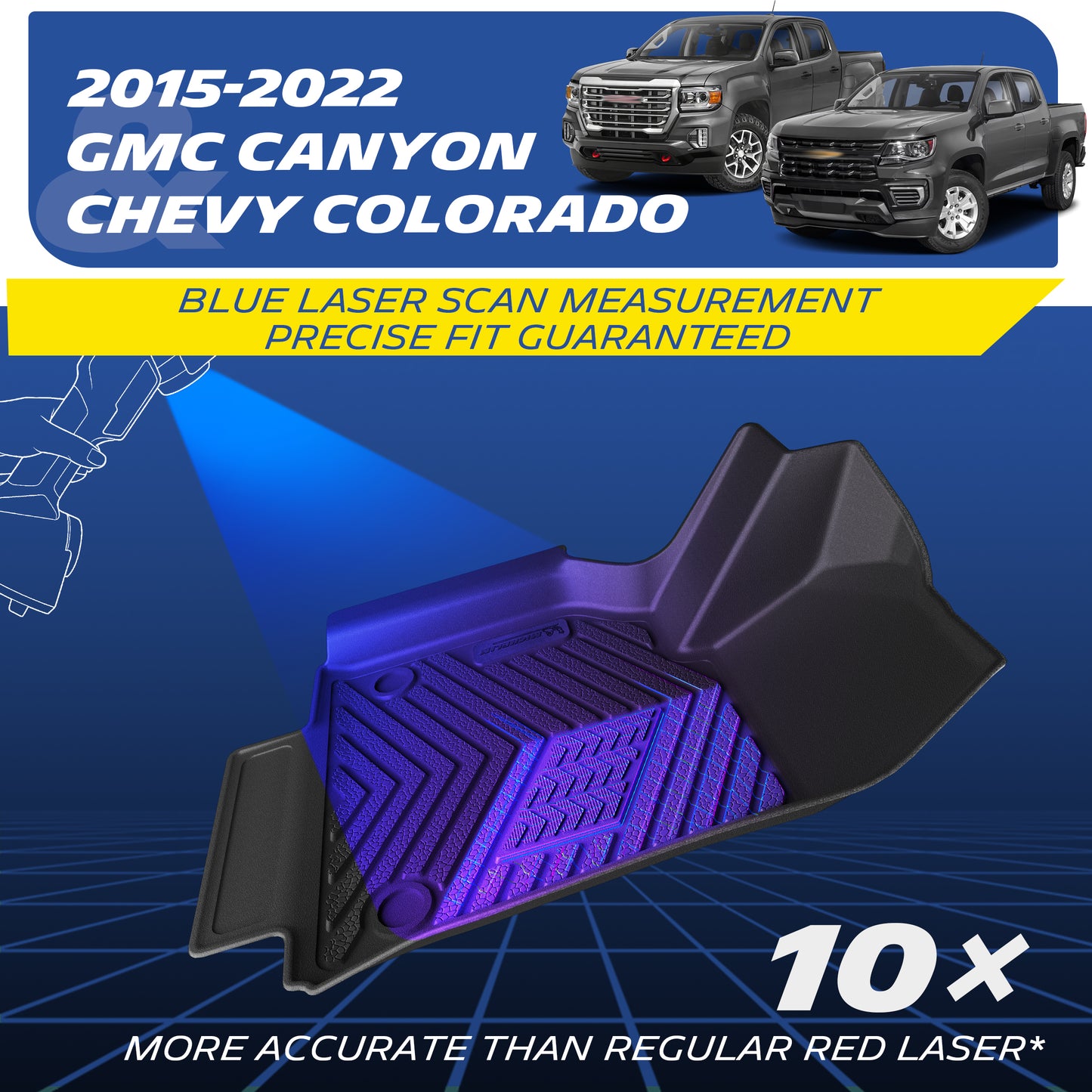 Michelin Premier Floor Mats for 2015-2022 Chevy Colorado/GMC Canyon Crew Cab, 3Piece