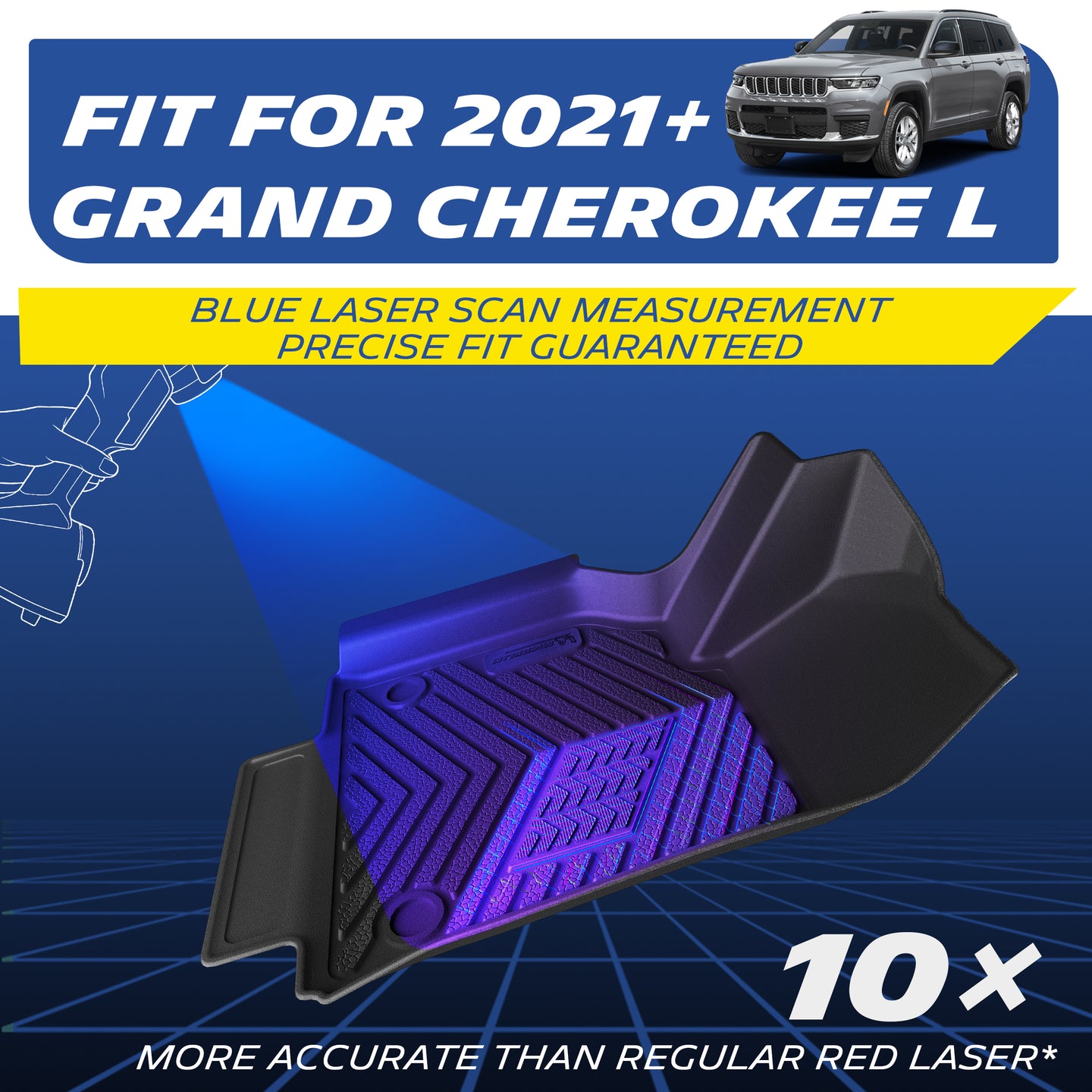 Fits 2021-2026 Grand Cherokee L. Blue laser scan – 10× more accurate.