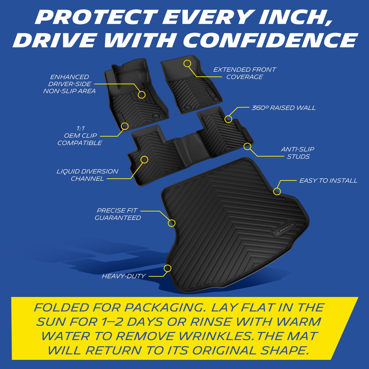 All product features overview for Michelin custom floor mats and trunk liner