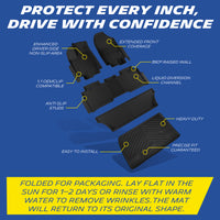Full Set Floor & Cargo Mats, Anti-Slip, Raised Spill Walls, Precise Custom Fit