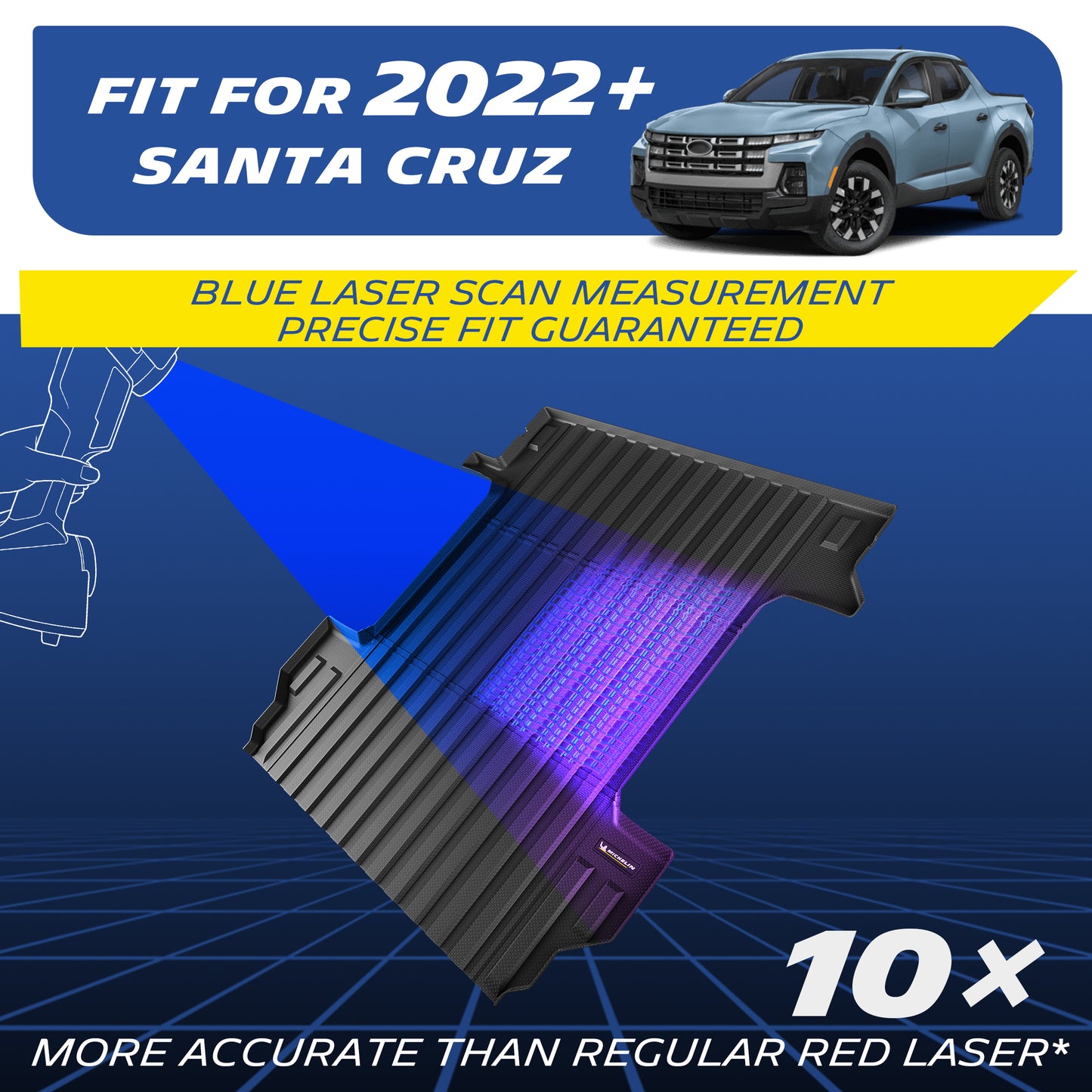 Michelin Truck Bed Mat for 2022/2023/2024/2025/2026 Hyundai Santa Cruz, Truck Bed Liner, Custom Fit, TPE, Bedliner