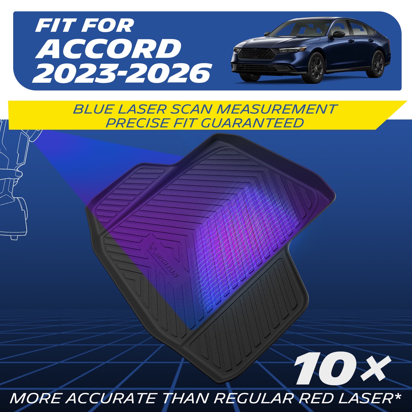 Michelin Trunk Liner for 2018-2026 Honda Accord, All-Weather Trunk Mat, Custom Fit, TPE, Cargo Mat, Non-Slip Cargo Liner