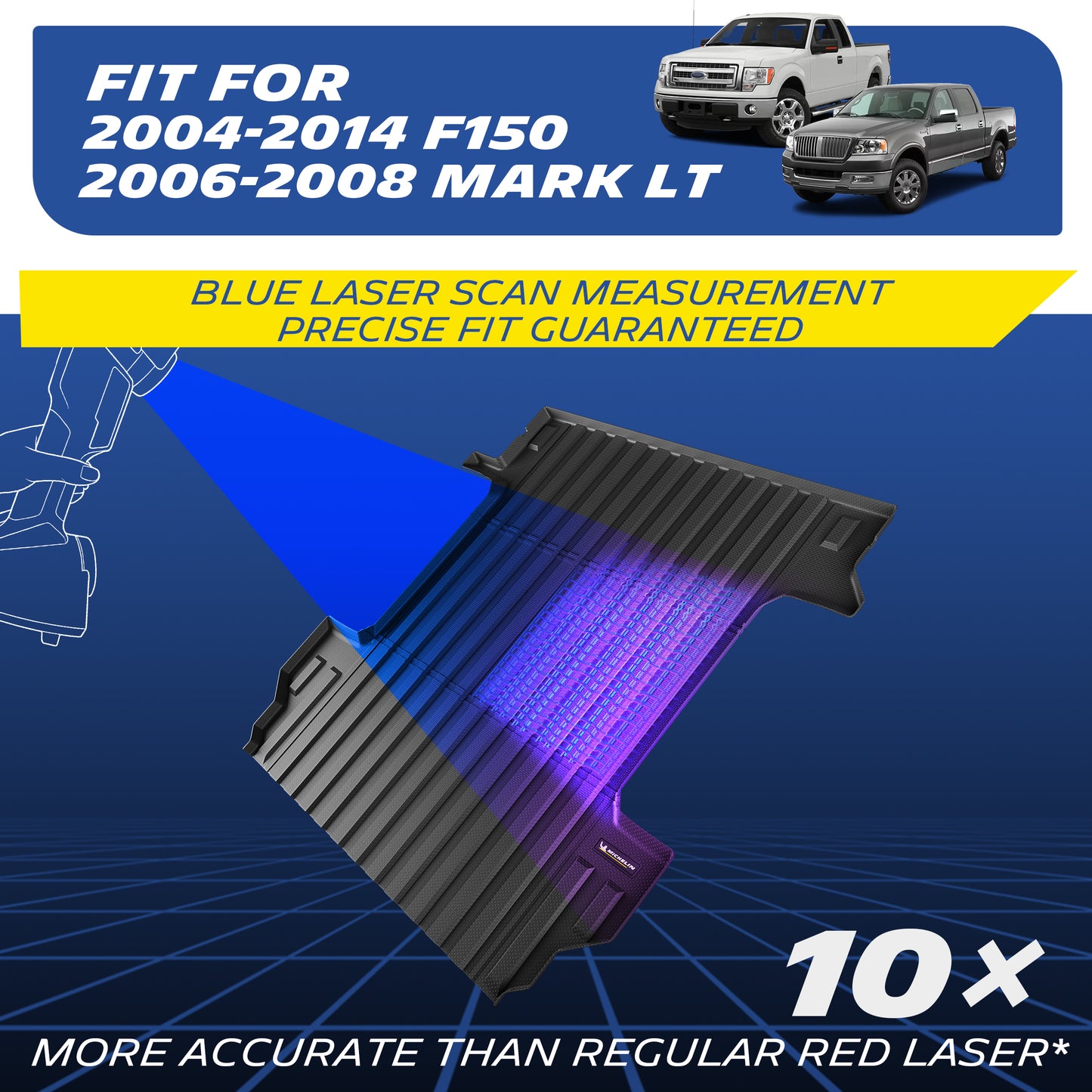 Michelin Truck Bed Mat for 2004-2014 Ford F-150/Lincoln Mark LT 2006-2008 - 5.5 FT Short Bed, All-Weather Truck Bed Liner, Custom Fit,TPE