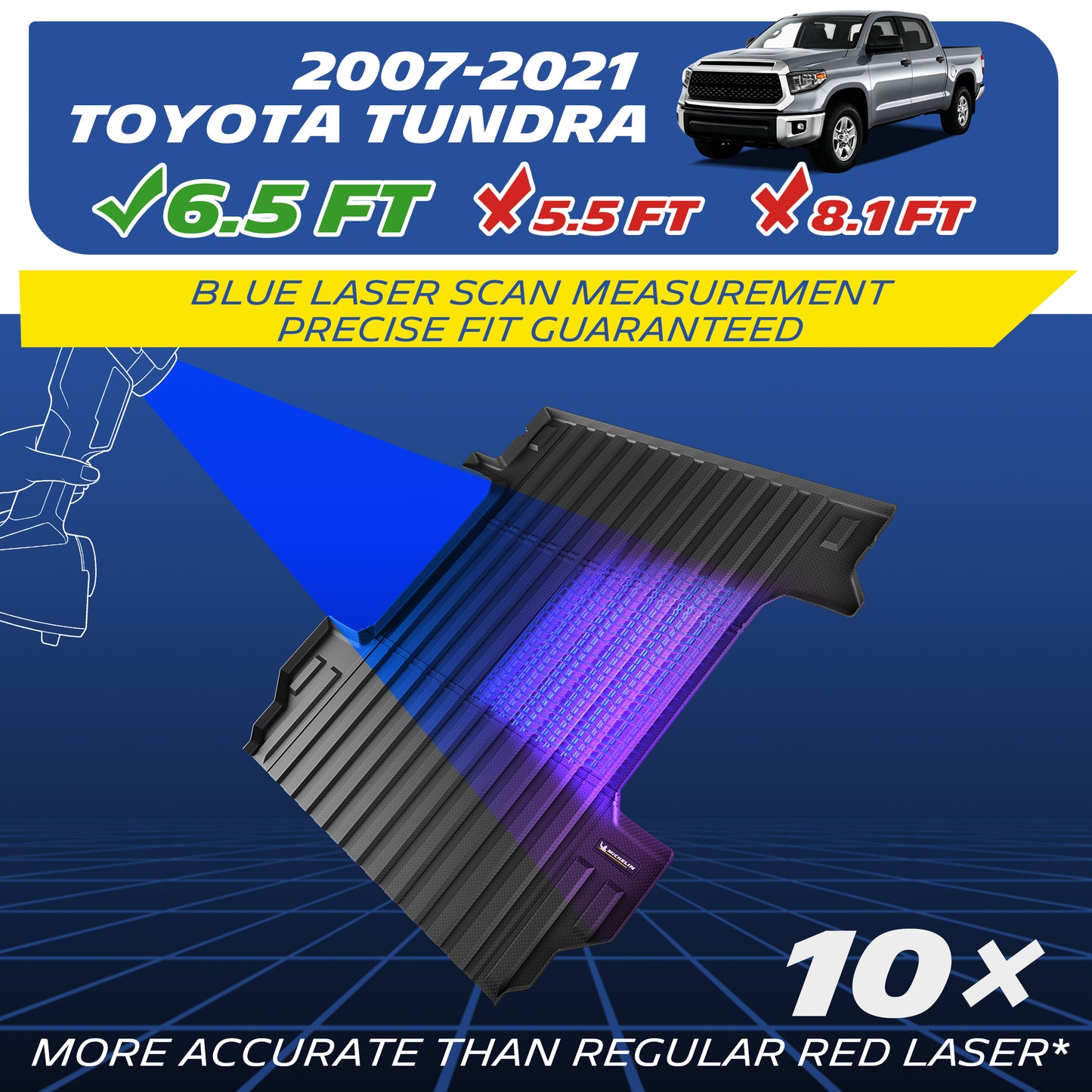 2007-2021 TOYOTA TUNDRA Truck Bed Mat 6.5ft. Blue laser scan – 10× more accurate.