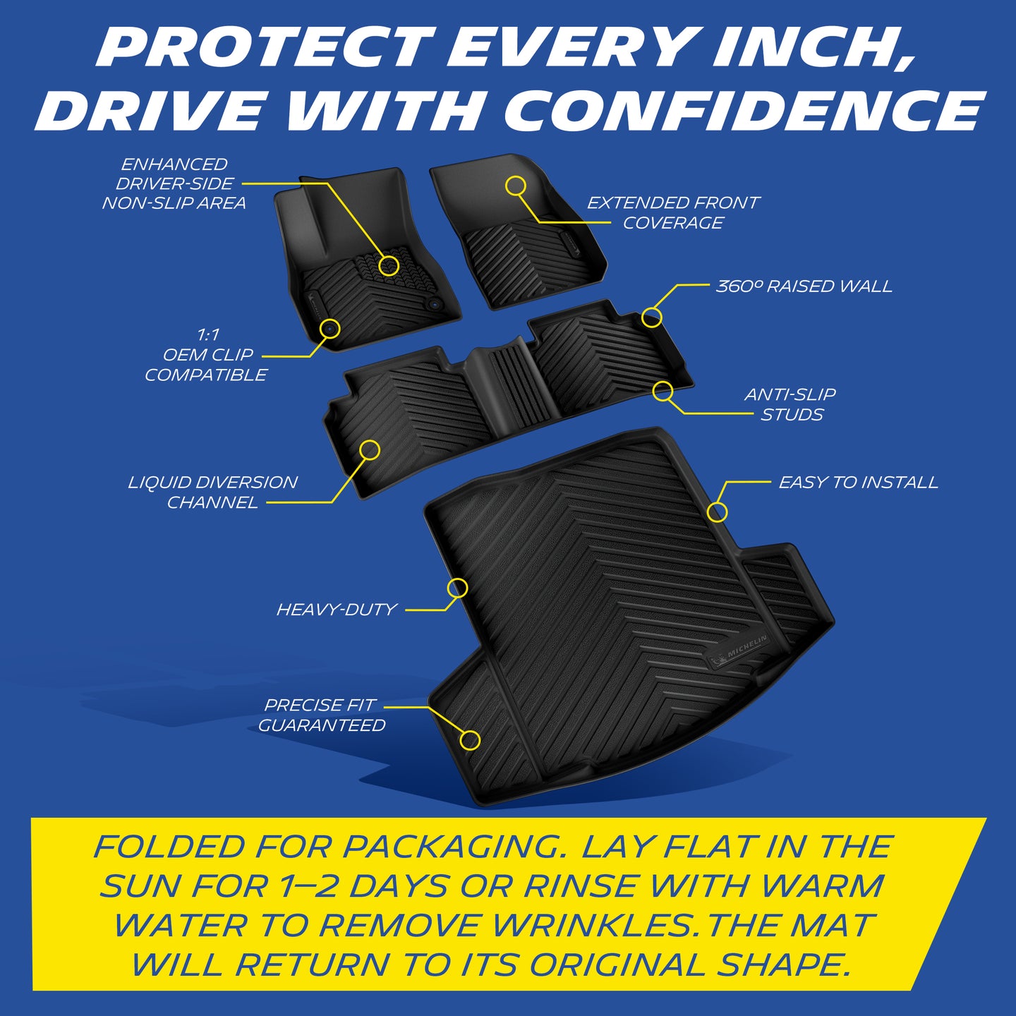 Full Set Floor & Cargo Mats, Anti-Slip, Raised Spill Walls, Precise Custom Fit