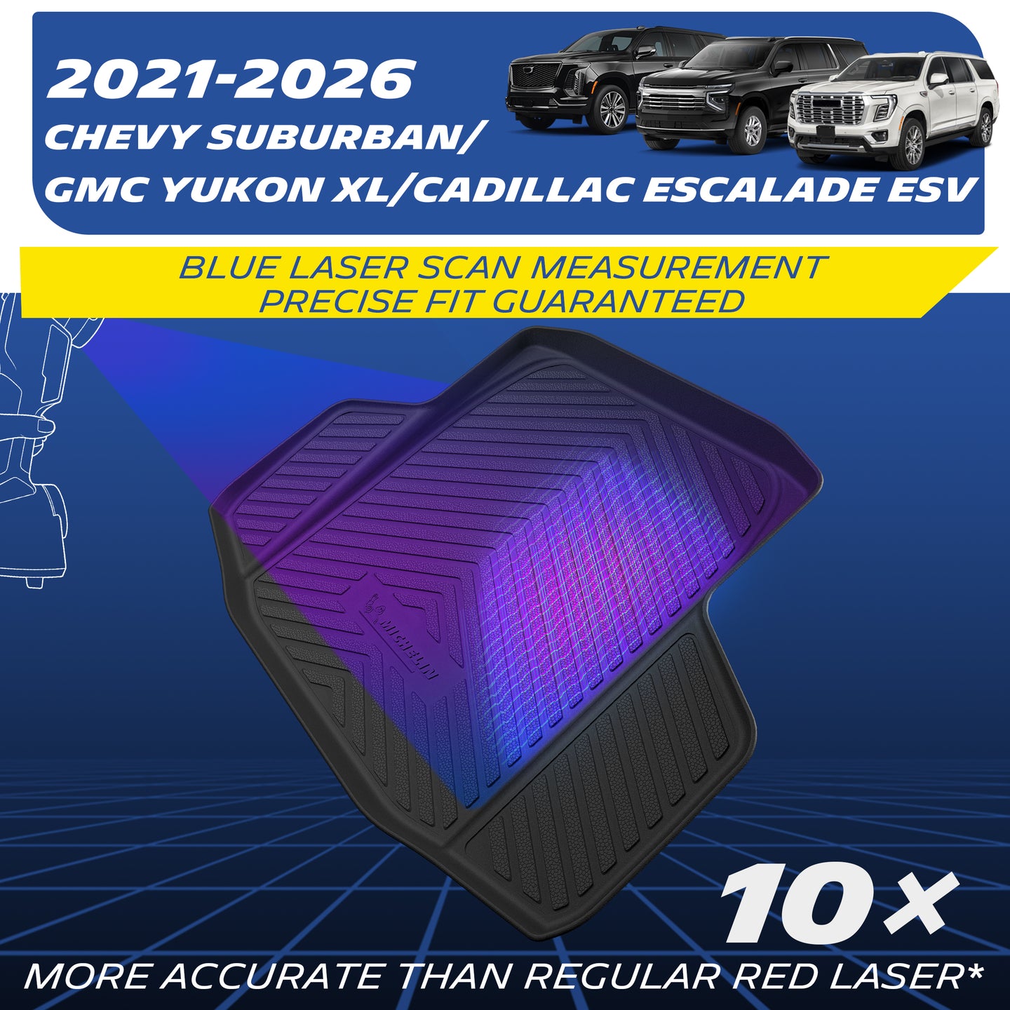 High-precision laser cargo mat for 2021-2026 Suburban/Yukon XL/Escalade ESV