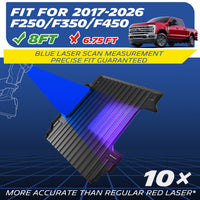 Michelin TPE bed mat fits 2017-2026 Ford F250/F350/F450 8FT bed, blue laser scanning precision
