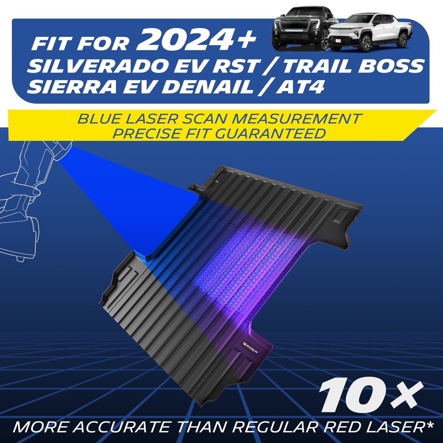 Michelin Truck Bed Mat for 2024-2026 Chevy Silverado EV RST/Trail Boss & GMC Sierra EV Denali/AT4 Only, All-Weather Truck Bed Liner, Custom Fit, Durable TPE, Bedliner, Non-Slip