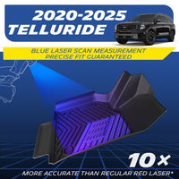 Michelin all-weather TPE floor mats, fits 2020-2025 Kia Telluride, blue laser scan measurement for precise fit, 10x more accurate than standard red laser, custom-fit guaranteed.