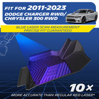 Michelin Premier Series Floor Mats for 2011-2023 Dodge Charger RWD/Chrysler 300 RWD, 3PCS, All-Weather Floor Liner, Custom Fit, Durable TPE, Non-Slip
