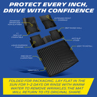 Michelin floor mat features: anti-slip, raised walls, OEM clips, liquid channels, heavy-duty, easy install.
