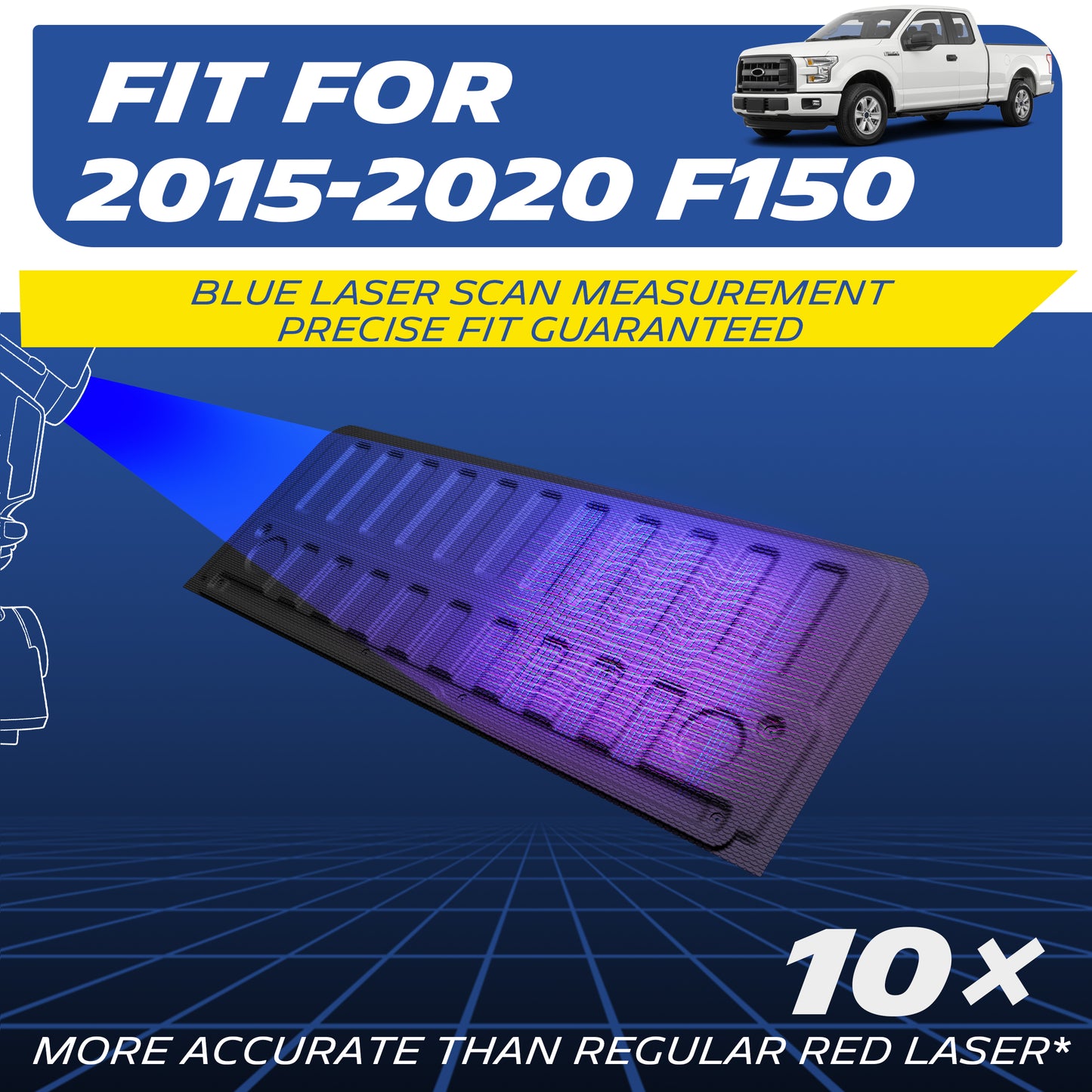 Fits 2015-2020 Ford F-150, Blue Laser Precision Custom Floor Mat
