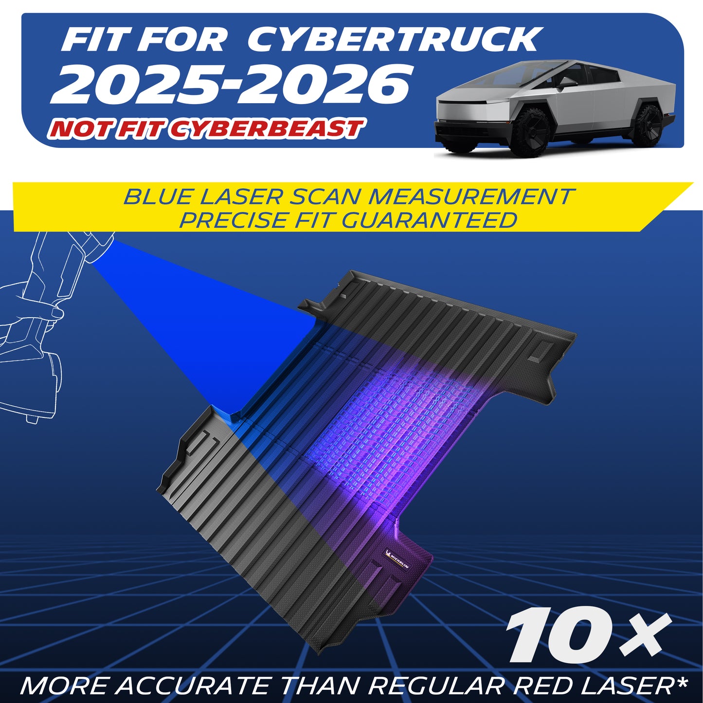 Fits 2025-2026 Cybertruck, excludes Cyberbeast; high-precision blue laser scanned mat