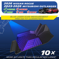 Fits 2026 Nissan Rogue & 2023-2026 Mitsubishi Outlander PHEV 7-Seat, Blue Laser Precise Floor Mat