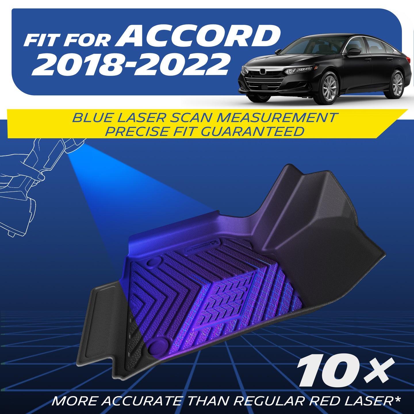 2018-2022 Honda Accord floor mats, precision laser-measured fit.