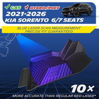 TPE floor mat fits 2021-2026 Kia Sorento 6/7 seat gas model, blue laser precise scanning

