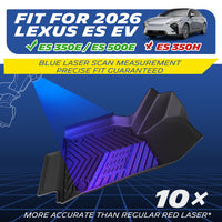Michelin all-weather TPE floor mats, fits 2026 Lexus ES EV (ES350e and ES500e models), blue laser scan measurement for precise fit, 10x more accurate than standard red laser, custom-fit guaranteed.