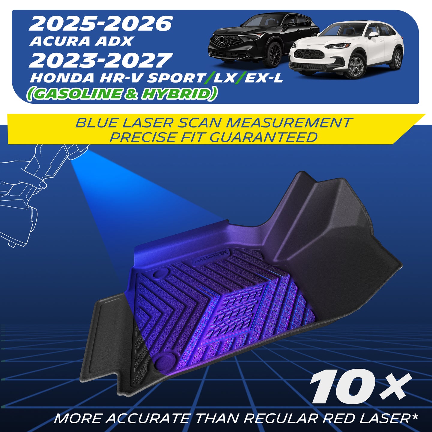 Laser-scanned floor mat compatible with Honda HR-V & Acura ADX